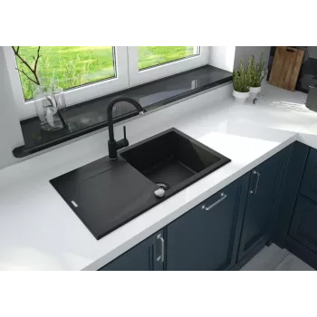 DEANTE ZQJ T113 Fregadero de granito de 1 cubeta con escurridor, grafito