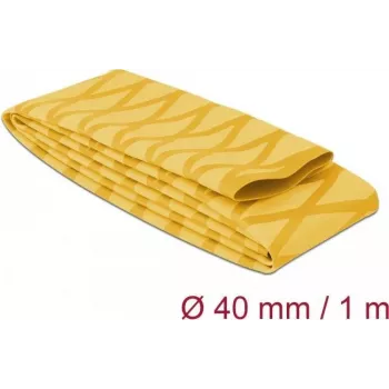Delock 19605 Tubo termorretráctil, patrón X antideslizante, 1 m x 40 mm, amarillo