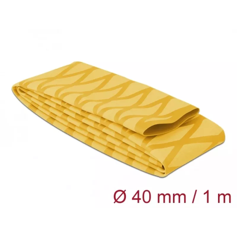Delock 19605 Tubo termorretráctil, patrón X antideslizante, 1 m x 40 mm, amarillo