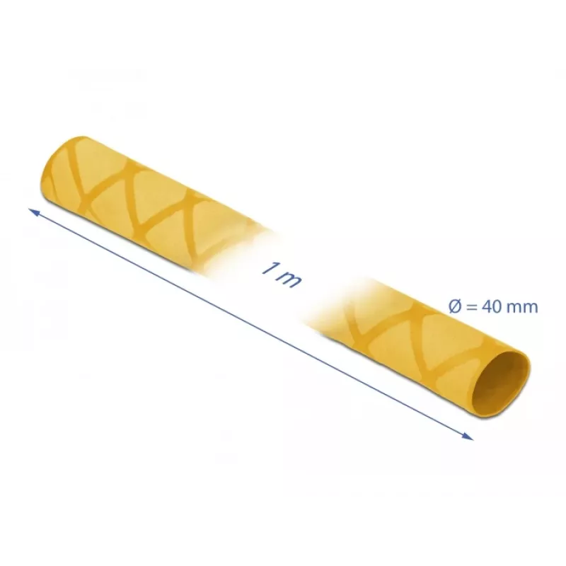 Delock 19605 Tubo termorretráctil, patrón X antideslizante, 1 m x 40 mm, amarillo
