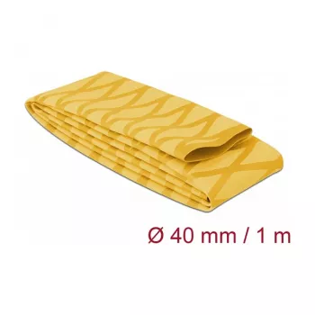 Delock 19605 Tubo termorretráctil, patrón X antideslizante, 1 m x 40 mm, amarillo