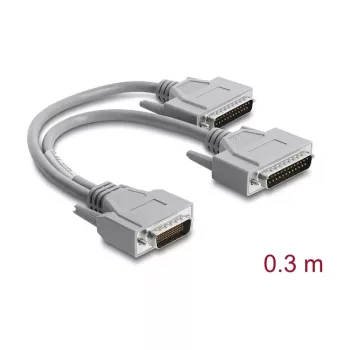 Delock Adaptador cable en Y serie RS-232 LFH D-Sub HD 60 pines macho a 2x D-Sub 25 pines macho 0,3m Gris