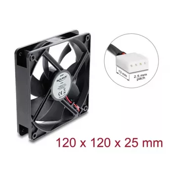 Delock ventilador axial 48 V DC, 120 x 120 x 25 mm, 4 pines PWM, negro