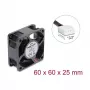 Delock ventilador axial 48 V DC, 60 x 60 x 25 mm con conector de ventilador PWM de 4 pines, negro