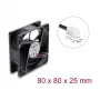 Delock ventilador axial 48 V DC, 80 x 80 x 25 mm, conector de 2 pines, negro