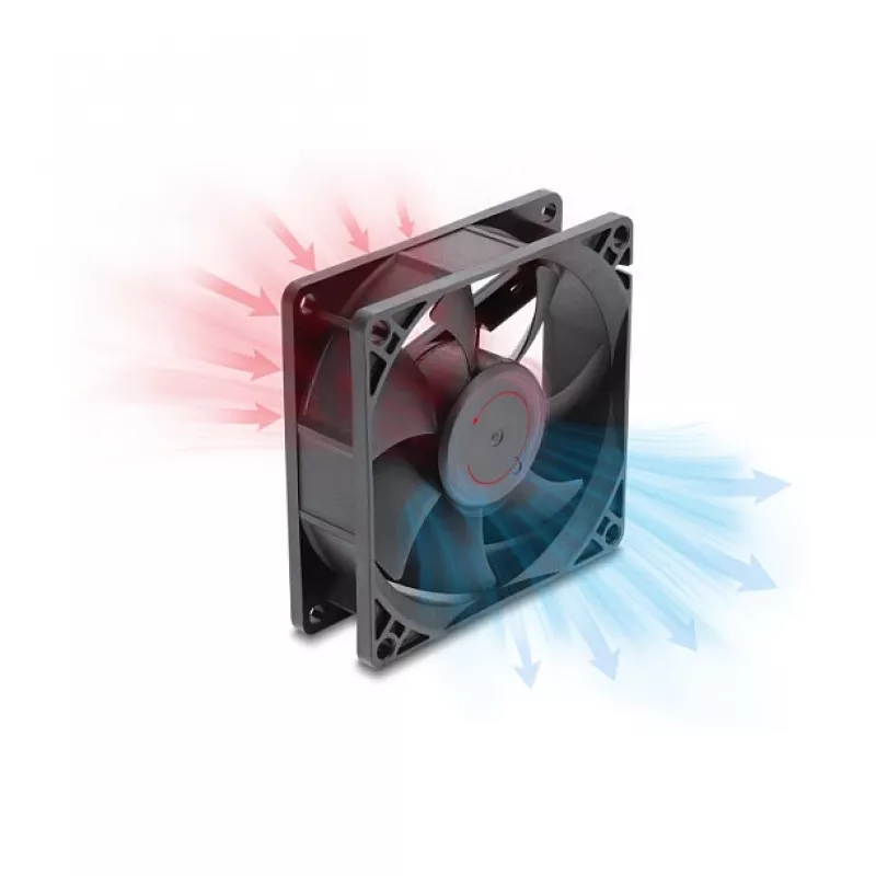 Delock ventilador axial 48 V DC, 80 x 80 x 25 mm con conexión PWM de 4 pines, negro