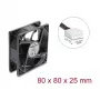 Delock ventilador axial 48 V DC, 80 x 80 x 25 mm con conexión PWM de 4 pines, negro