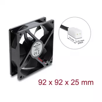 Delock ventilador axial 48 V DC, 92 x 92 x 25 mm con conector de ventilador de 2 pines, negro