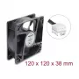 Delock 67454 ventilador axial 48V DC, 120x120x38 mm, PWM de 4 pines, negro