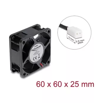 Delock Ventilador axial 48V DC 60x60x25mm con conector de 2 pines negro