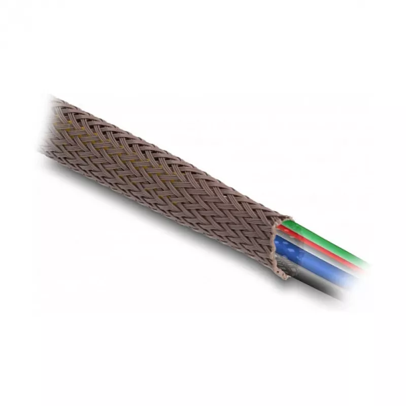 Delock Funda de gestión de cables, 12 mm, trenzada, resistente a roedores, extensible, 5 m, marrón