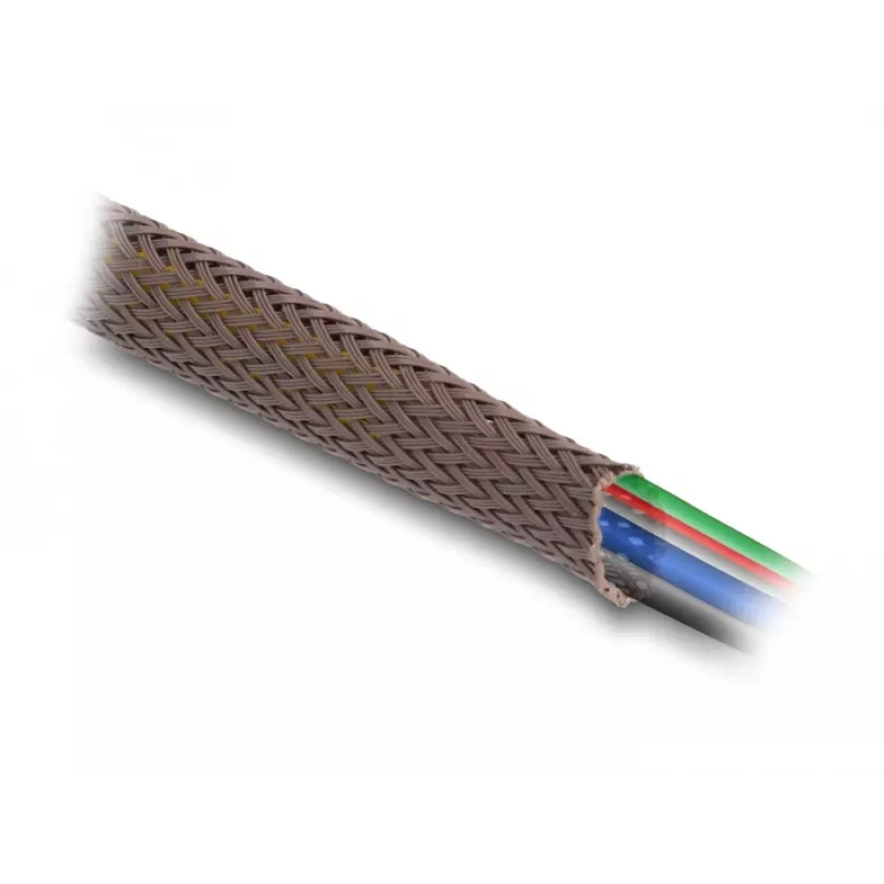 Delock Funda de gestión de cables, 12 mm, trenzada, resistente a roedores, extensible, 5 m, marrón