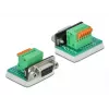 Delock Adaptador D-Sub 9 conector hembra a bloque de terminales de 6 pines con tornillos moleteados y pulsador 66556