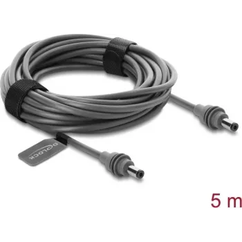 Delock Cable DC 5,5 x 2,1 mm a DC 5,5 x 2,1 mm compatible con Starlink Mini, 5 m Gris (91825)