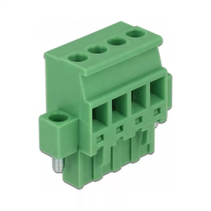 Delock 65936 juego de bloques de terminales para carril DIN, 4 polos, bloqueo por tornillo, verde