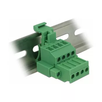 Delock 65936 Set de bloques de terminales para carril DIN, 4 polos, cierre por tornillo, verde