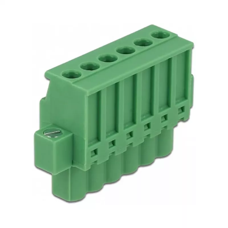 Delock 65942 juego de bloques de terminales para carril DIN, 6 polos, bloqueo por tornillo, verde