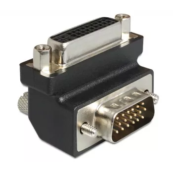 Delock adaptador DVI-I 24+5 pines conector hembra a VGA 15 pines conector macho en ángulo de 90° – negro 65425