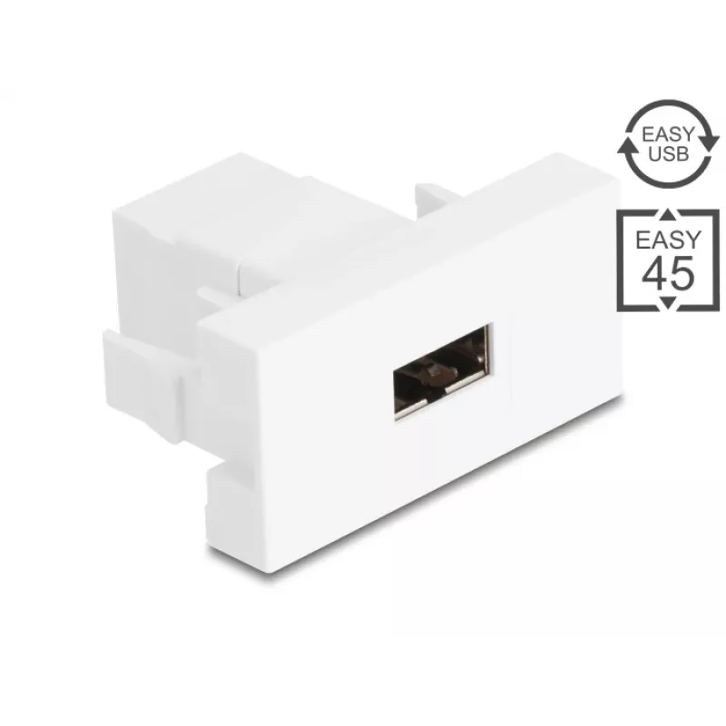 Delock Módulo Easy 45 EASY-USB 2.0 conector hembra Type-A a conector hembra EASY-USB Type-A blanco 90866