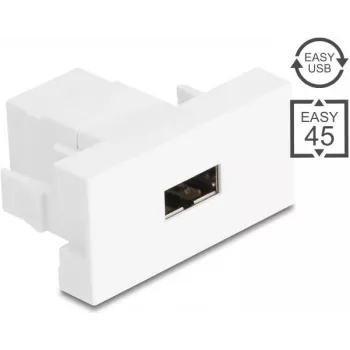 Delock Módulo Easy 45 EASY-USB 2.0 conector hembra Type-A a conector hembra EASY-USB Type-A blanco 90866