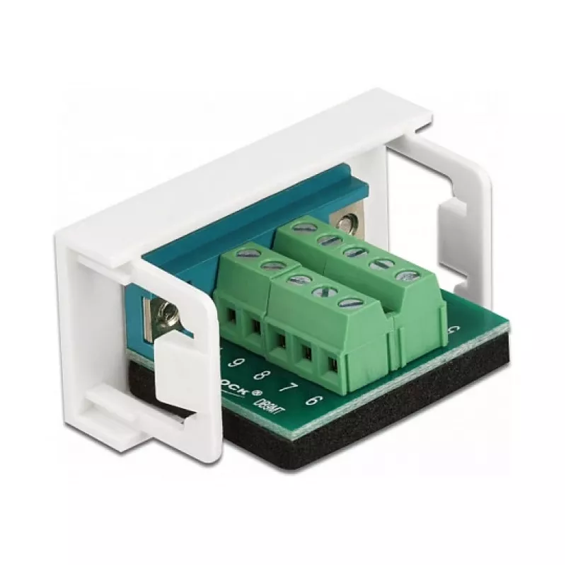 Delock Easy 45 Módulo snap-in D-Sub de 9 polos conector macho a regleta de 10 polos, blanco RAL 9003 81351