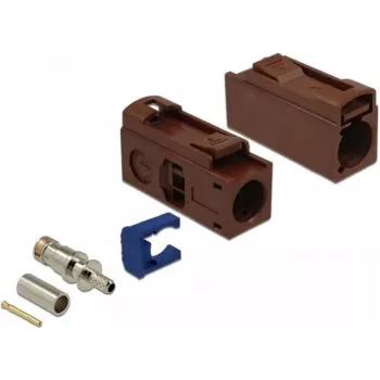 DeLOCK FAKRA Conector hembra F 25 mm (largo) para crimpar - marrón nogal, RAL 8011 89690
