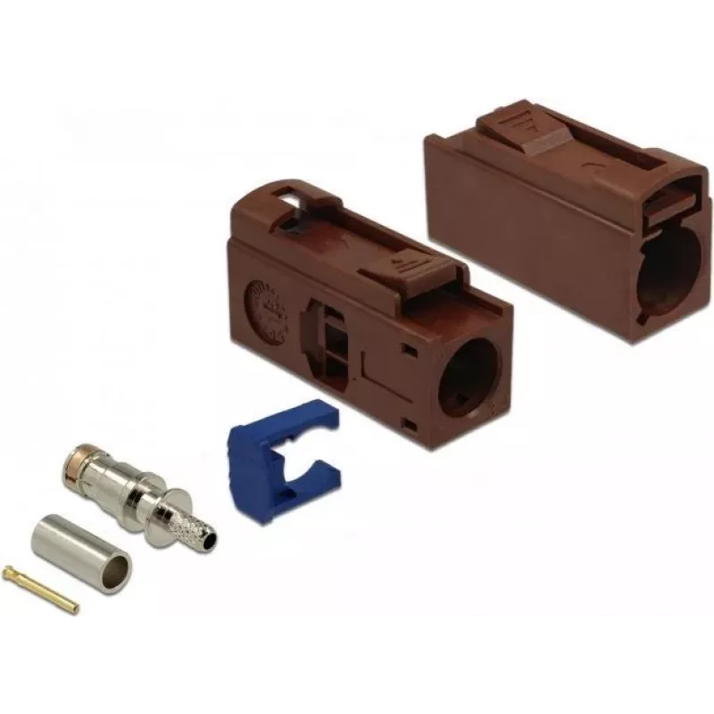 DeLOCK FAKRA Conector hembra F 25 mm (largo) para crimpar - marrón nogal, RAL 8011 89690