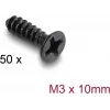 Delock Set de tornillos para ventilador M3 x 10 mm, 50 uds., Negro 60986