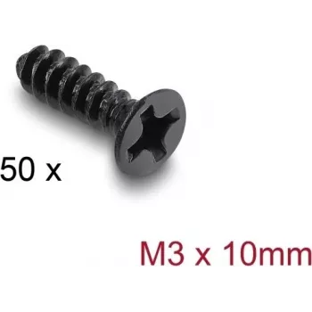 Delock Set de tornillos para ventilador M3 x 10 mm, 50 uds., Negro 60986