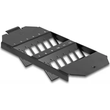 Delock Soporte de montaje de fibra óptica para caja de suelo 12 puertos SC simplex / LC dúplex acopladores negro 88162