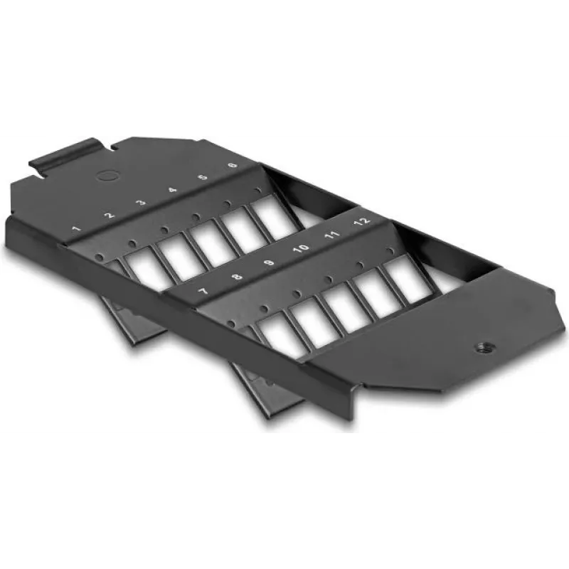 Delock Soporte de montaje de fibra óptica para caja de suelo 12 puertos SC simplex / LC dúplex acopladores negro 88162