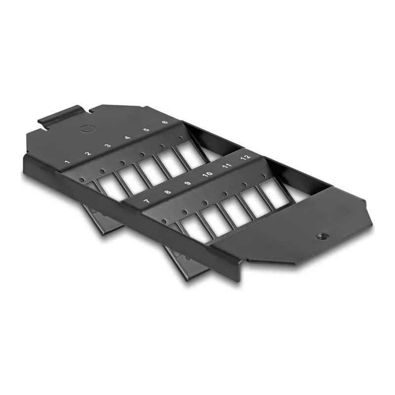 Delock Soporte de montaje de fibra óptica para caja de suelo 12 puertos SC simplex / LC dúplex acopladores negro 88162