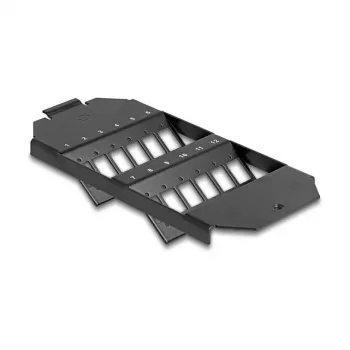 Delock Soporte de montaje de fibra óptica para caja de suelo 12 puertos SC simplex / LC dúplex acopladores negro 88162