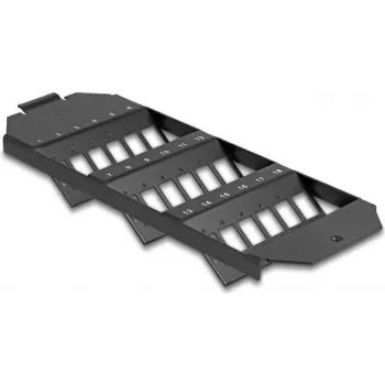 Delock Soporte de montaje de fibra óptica para caja de suelo 18 puertos para acopladores SC simplex / LC dúplex negro (88163)