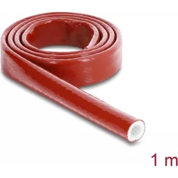 Delock Funda protectora de fibra de vidrio con recubrimiento de silicona ignífuga 1 m x 10 mm Roja 19093