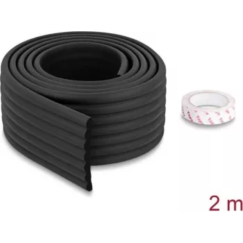 Delock Tira de protección de bordes de espuma acanalada 80 x 8 mm - longitud 2 m Negro 18487