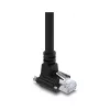 Delock Cable para cámara GigE Cat.6 S/FTP 3m, conector RJ45 en ángulo de 90° con tornillos (28mm) a conector RJ45 recto, Negro