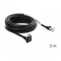Delock Cable para cámara GigE Cat.6 S/FTP 3m, conector RJ45 en ángulo de 90° con tornillos (28mm) a conector RJ45 recto, Negro