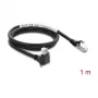 Delock Cable de cámara GigE conector macho RJ45 en ángulo de 90° con tornillos, longitud del conector 28 mm a conector macho RJ45 Cat.6 S/FTP 1 m Negro