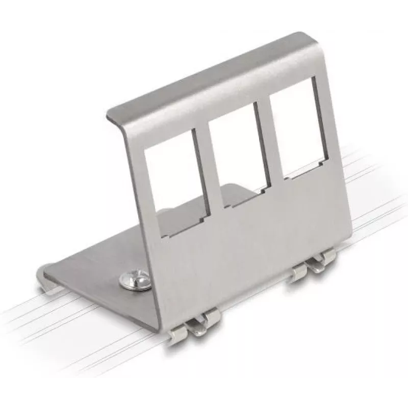 Delock Soporte metálico Keystone 3 puertos para carril DIN (88139)