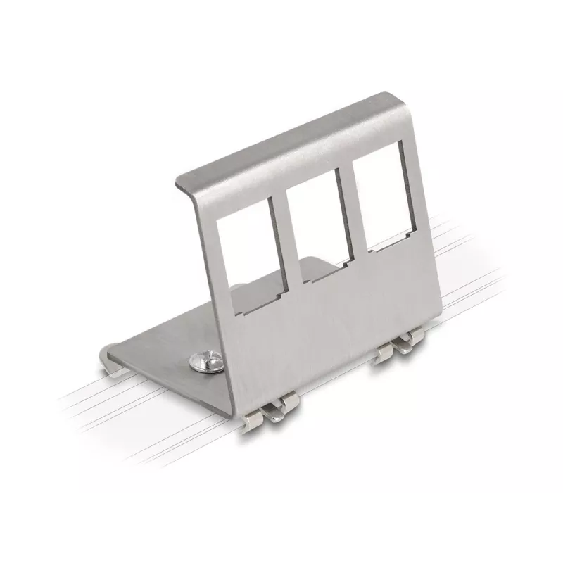 Delock Soporte metálico Keystone 3 puertos para carril DIN (88139)
