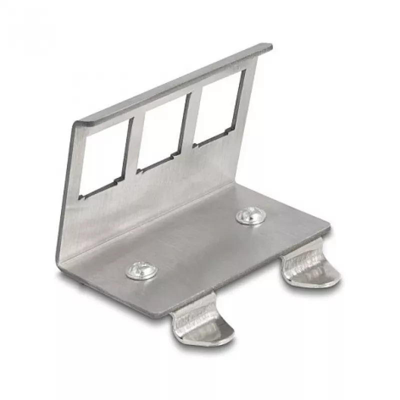 Delock Soporte metálico Keystone 3 puertos para carril DIN (88139)