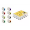 Delock módulo keystone RJ-45 hembra a LSA hembra STP CAT 6a, pack de 8 (gris, azul, amarillo, rojo, verde, naranja, violeta, amarillo neón) 87896