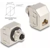 Delock Adaptador M12 X-codificado 8 polos conector hembra a conector hembra RJ45 Cat.6A STP Metal 60685