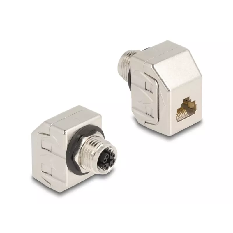 Delock Adaptador M12 X-codificado 8 polos conector hembra a conector hembra RJ45 Cat.6A STP Metal 60685