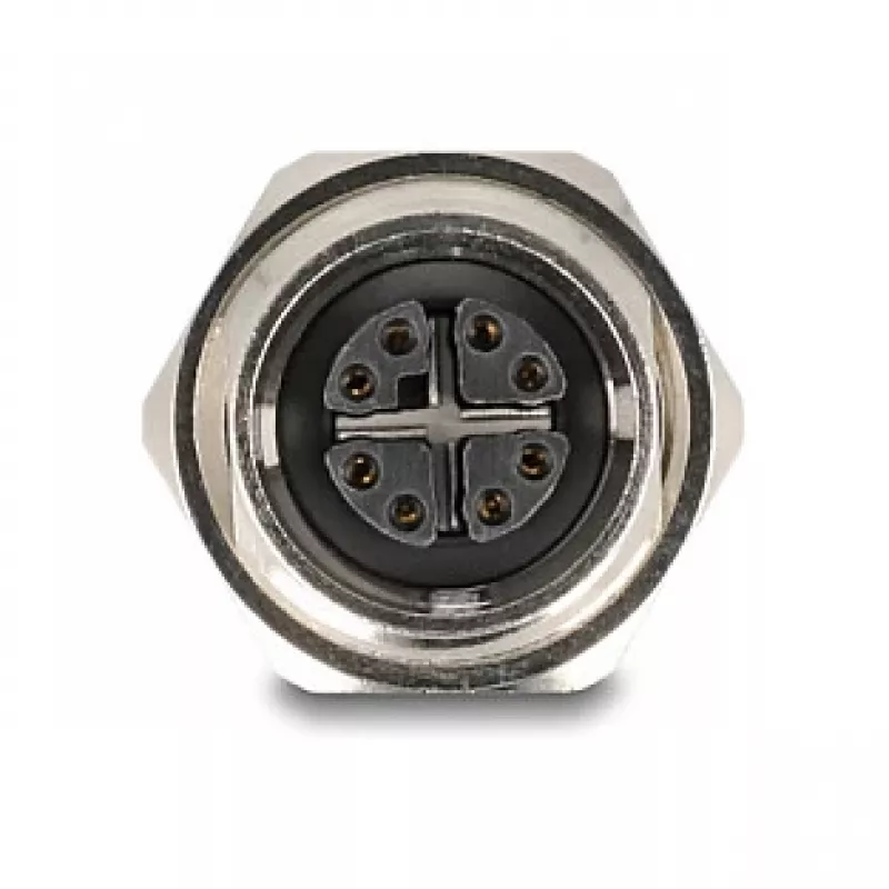 Delock Adaptador M12 X-codificado 8 polos conector hembra a conector hembra RJ45 Cat.6A STP Metal 60685
