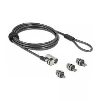 Delock Navilock Cable de seguridad para portátil con 3 cabezales de bloqueo para Kensington, Noble Wedge y Nano Slot (20676)