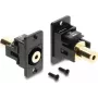 Adaptador de montaje en panel Delock, jack de 3,5 mm, conector hembra a conector hembra, 4 pines, dorado, negro 91223