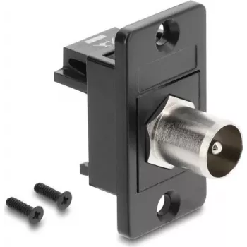 DELOCK Adaptador de montaje conector macho IEC C14 a conector hembra F, negro 91204