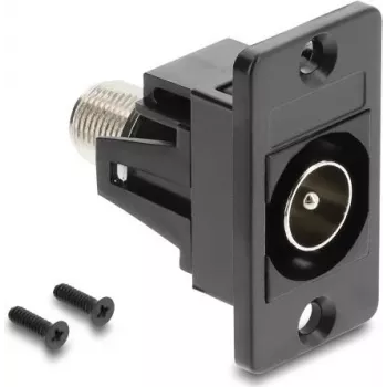 DELOCK Adaptador de montaje conector macho IEC a conector hembra F negro 91197